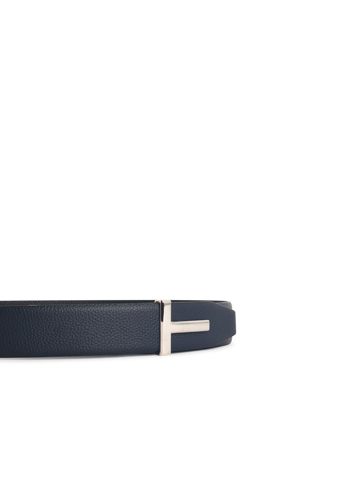 Tom Ford 'T Icon' Navy Lear Belt
