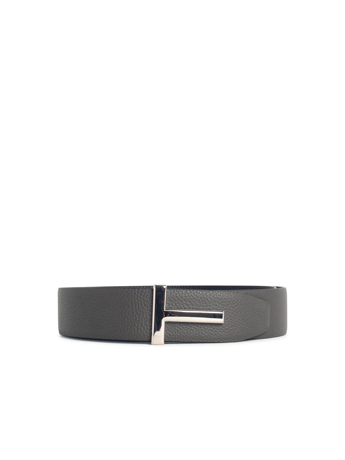 Tom Ford 'T Icon' Grey Lear Belt