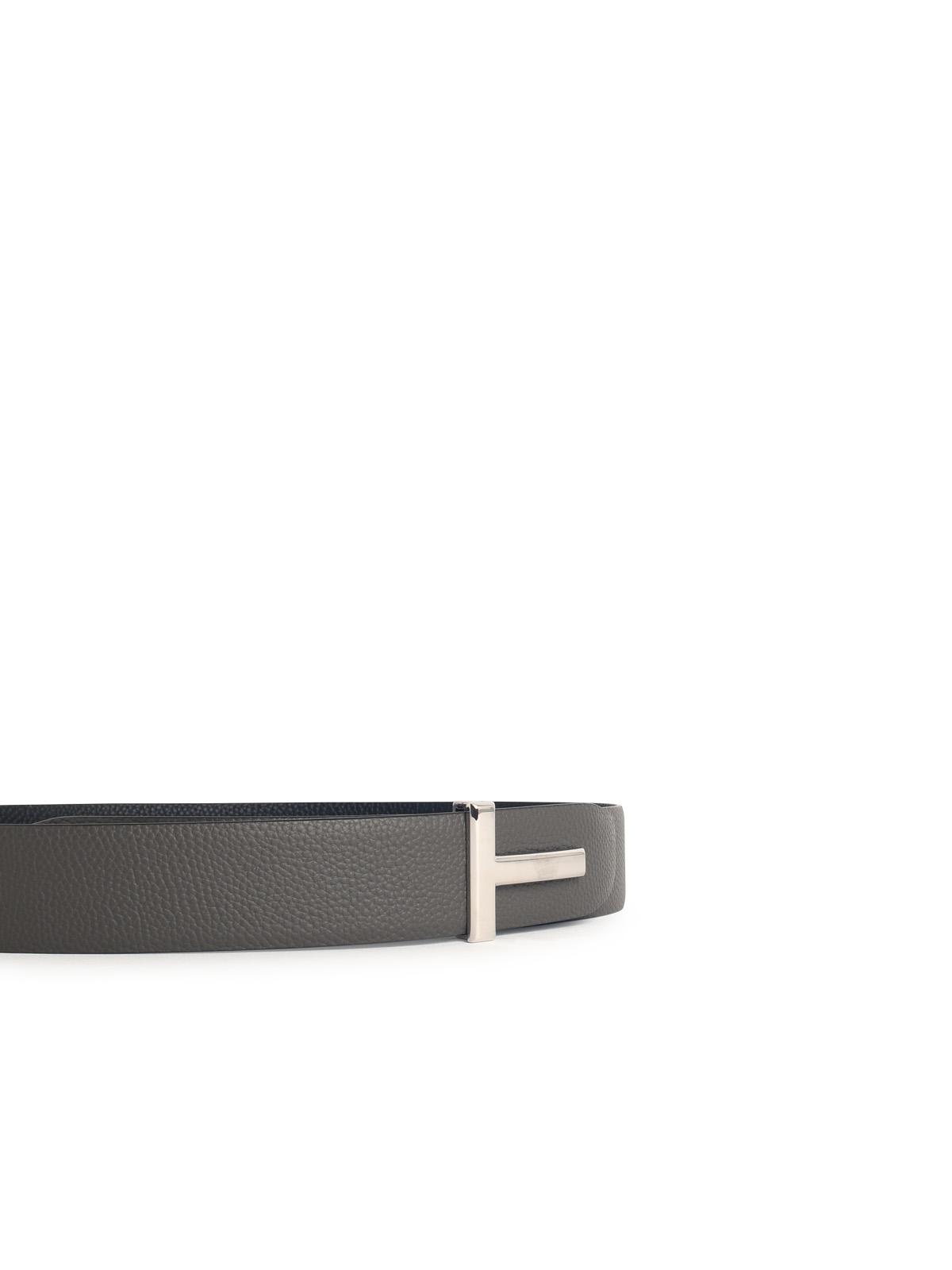 Tom Ford 'T Icon' Grey Lear Belt