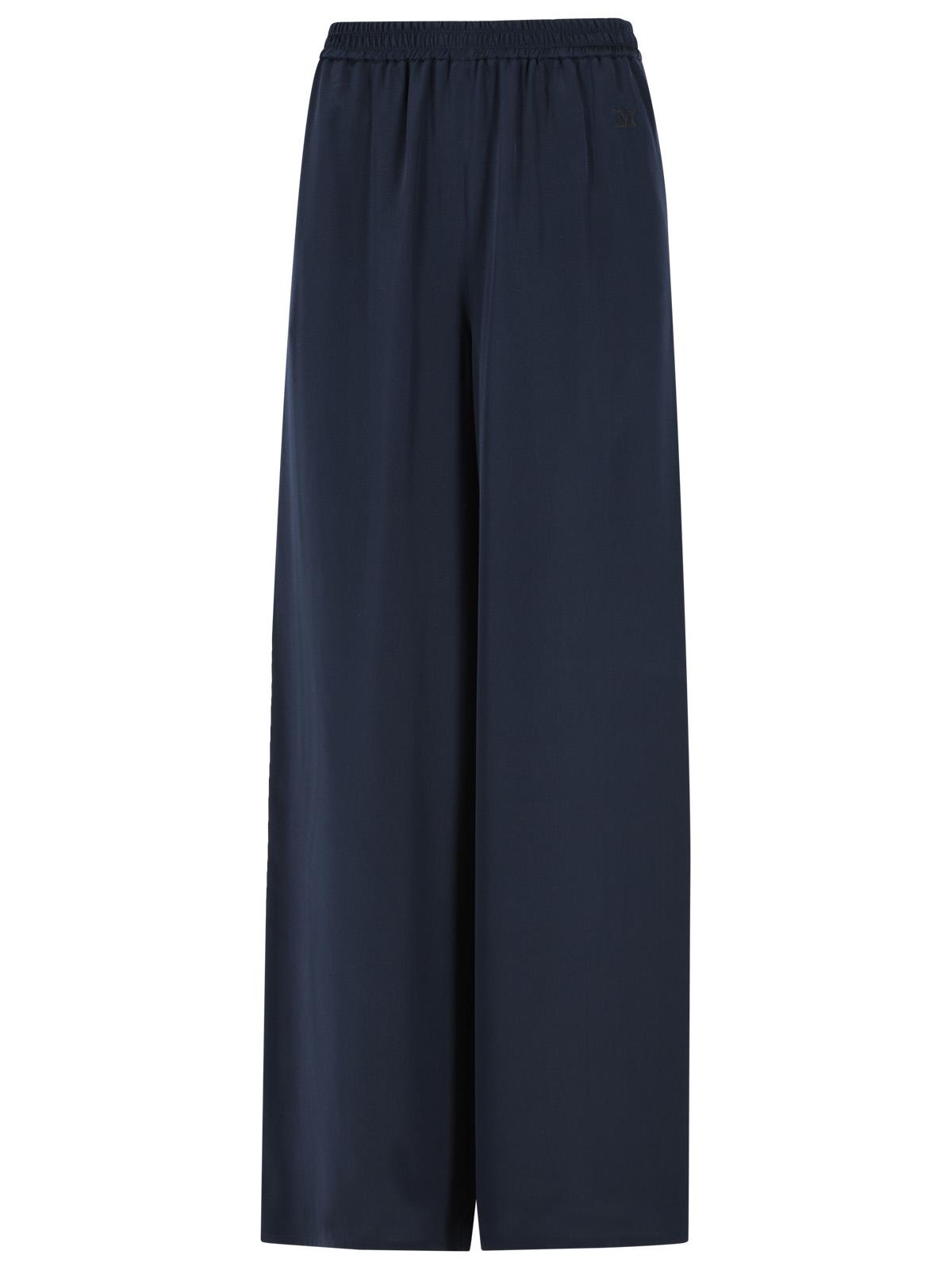 Max Mara Navy Blue 'Volonta' Heavy Silk Soft Pants