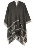 Max Mara 'Hilde' Green Jacquard Wool Poncho