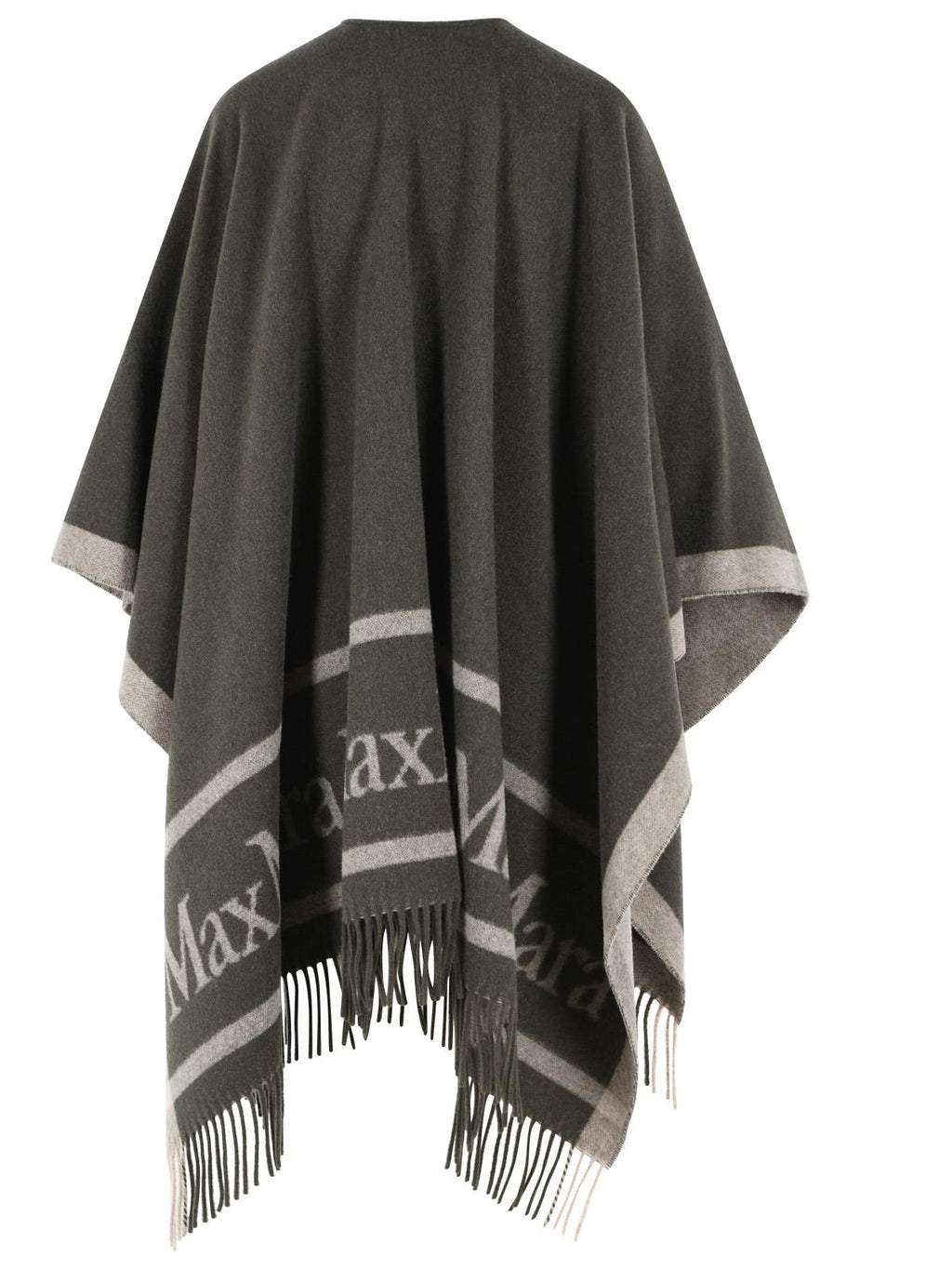 Max Mara 'Hilde' Green Jacquard Wool Poncho