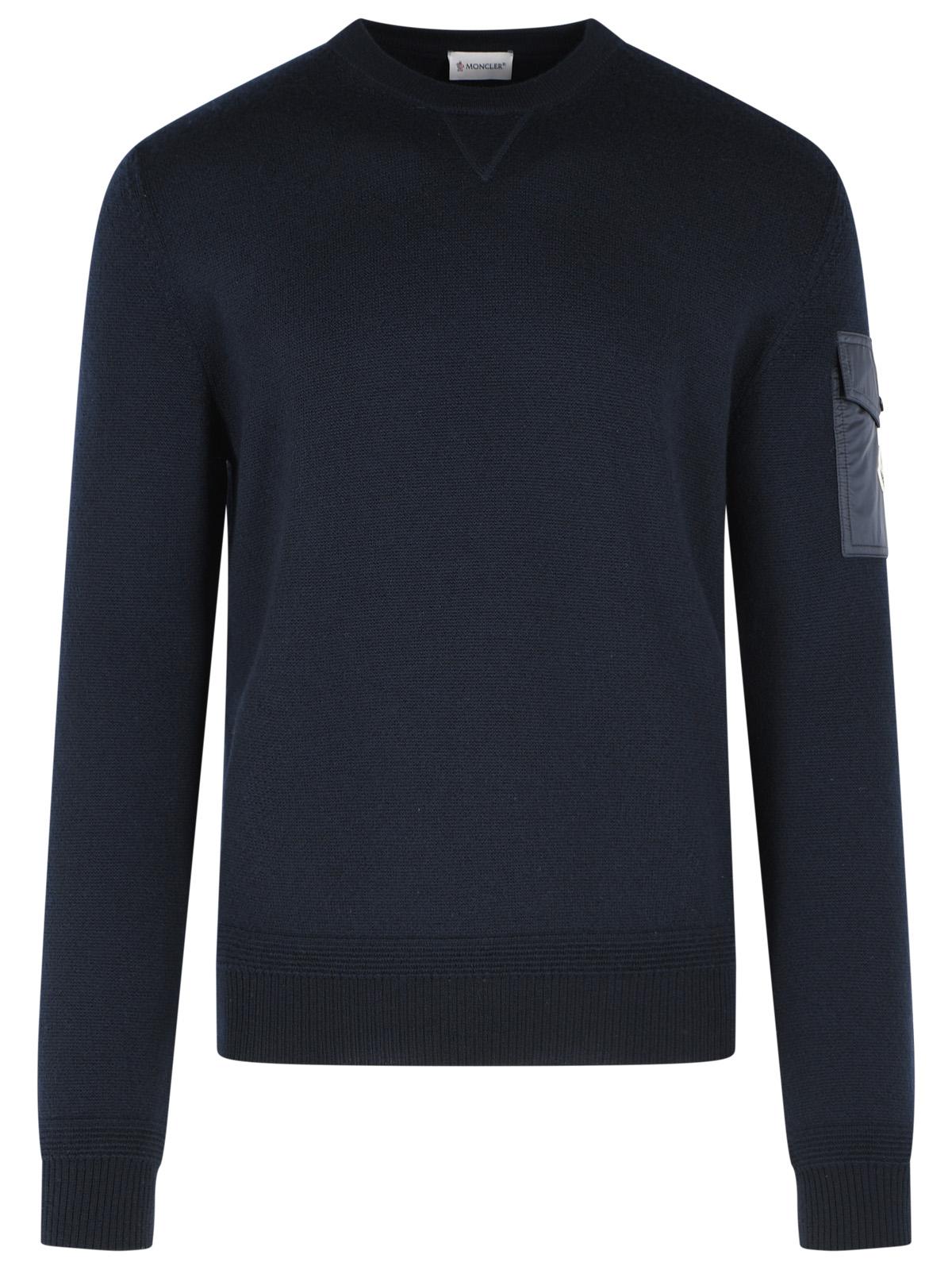 Moncler 'Tricot' Blue Virgin Wool Sweatshirt