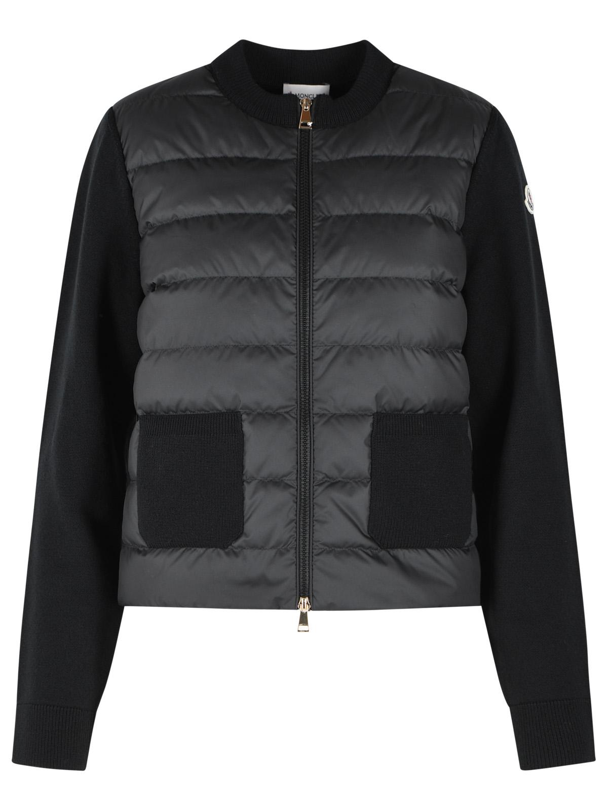 Moncler 'Tricot' Black Virgin Wool Cardigan