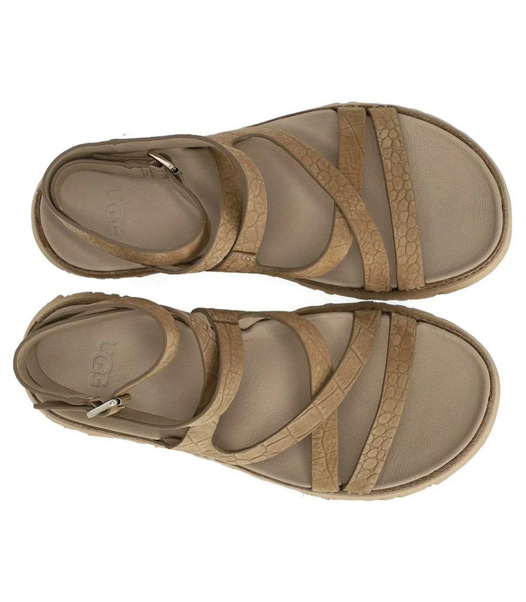 Ugg Goldengaze Embossed Ankle Wrap Mustard Seed Sandal