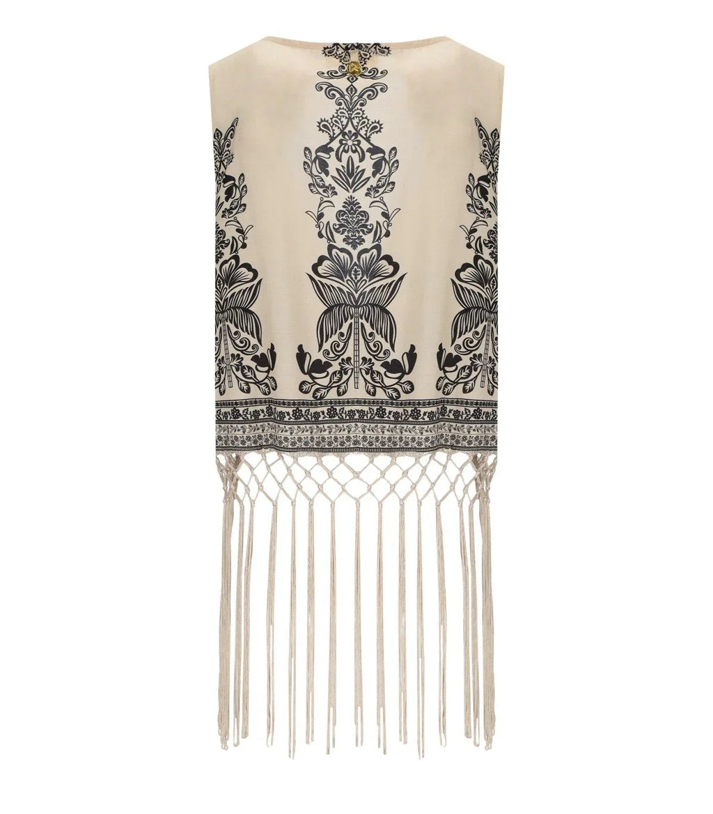 Pahiesa Formentera Ecru And Black Vest