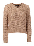 Fabiana Filippi Maglia Scollo V In Filato Stampato Punto Crochet Color Acero