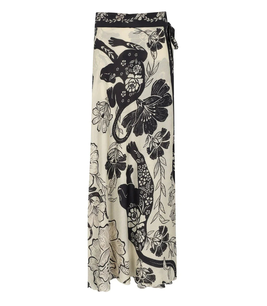 Pahiesa Formentera Ecru And Black Wrap Skirt