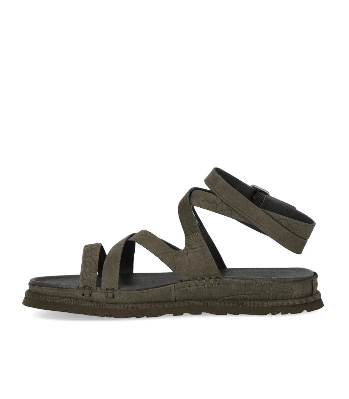 Ugg Goldengaze Embossed Ankle Wrap Dense Smoke Sandal