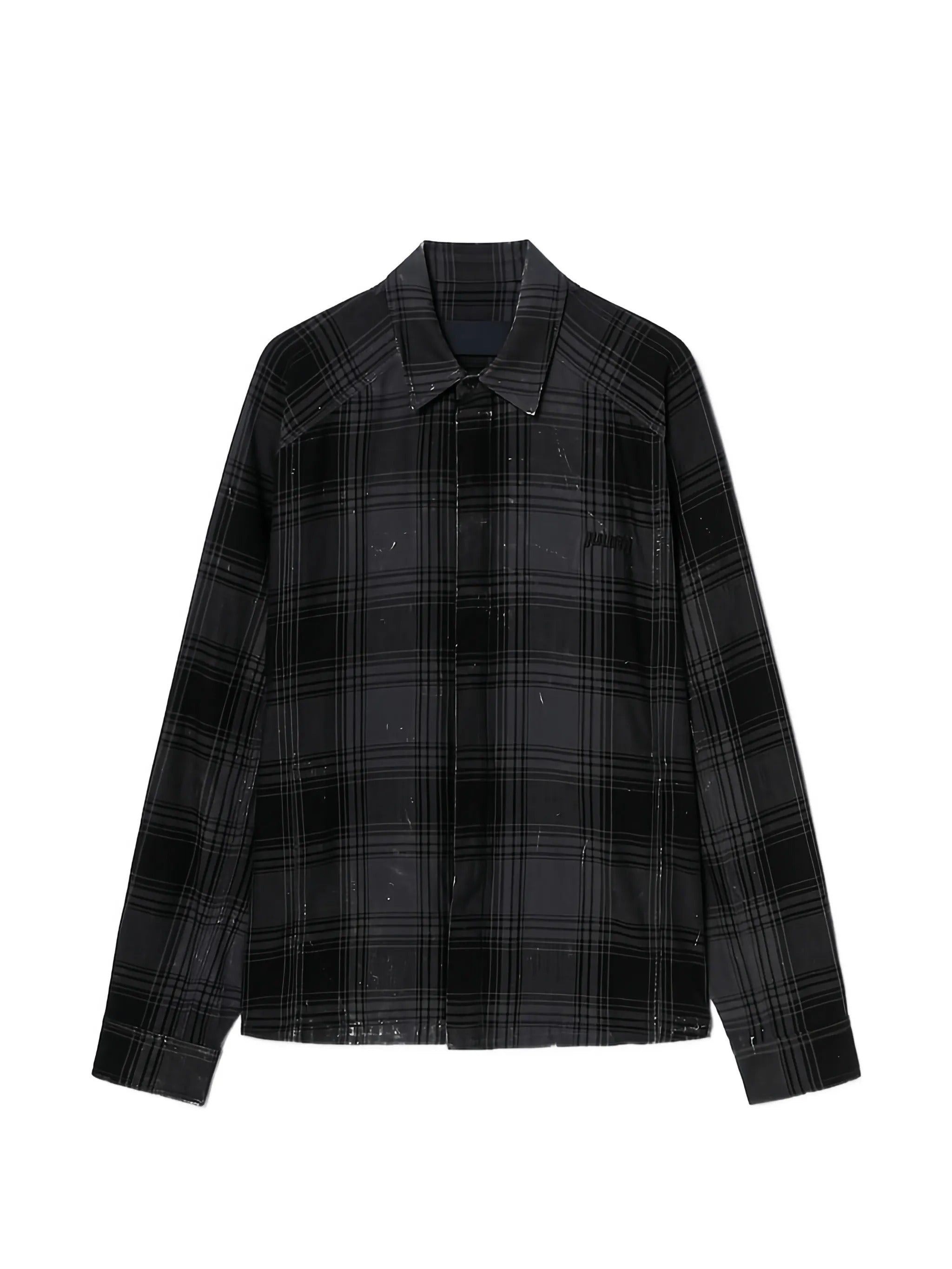 Juun.J Island Washed Check Coach Shirt