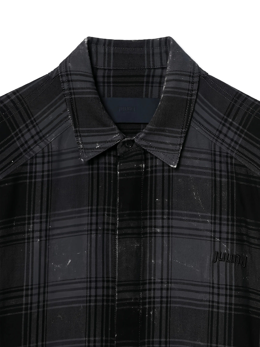 Juun.J Island Washed Check Coach Shirt