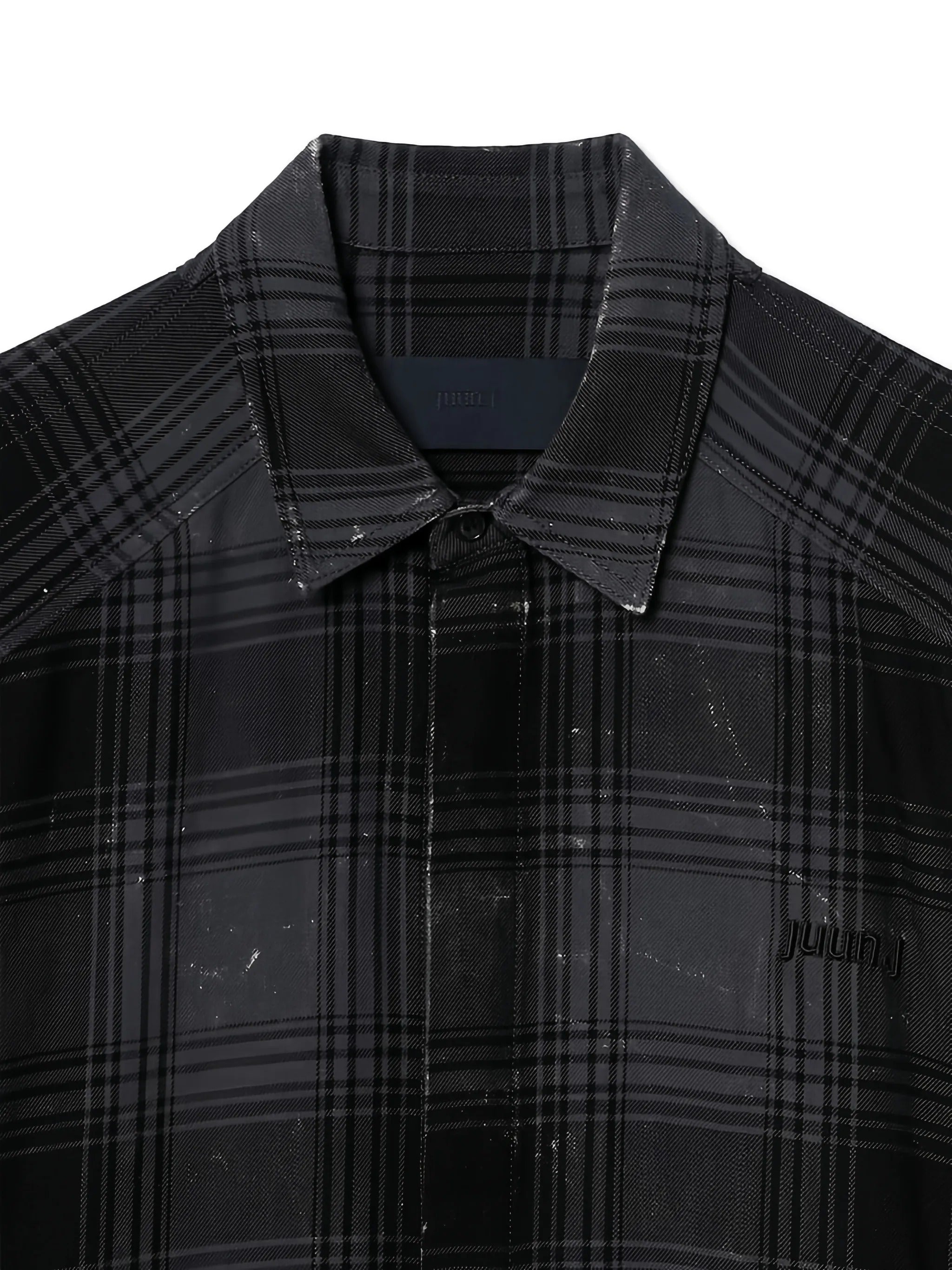 Juun.J Island Washed Check Coach Shirt