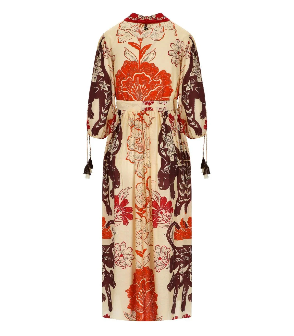 Pahiesa Formentera Ecru And Orange Shirt Dress