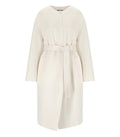 Mm Max Mara Stilla White Belted Coat