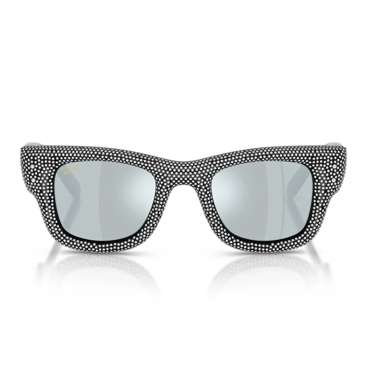 Ray Ban Sunglasses Rb4940 Bp 686530 Wayfarer Puffer X Asap Rocky Black With Rhinestones/Silver Mirrored Green Unisex