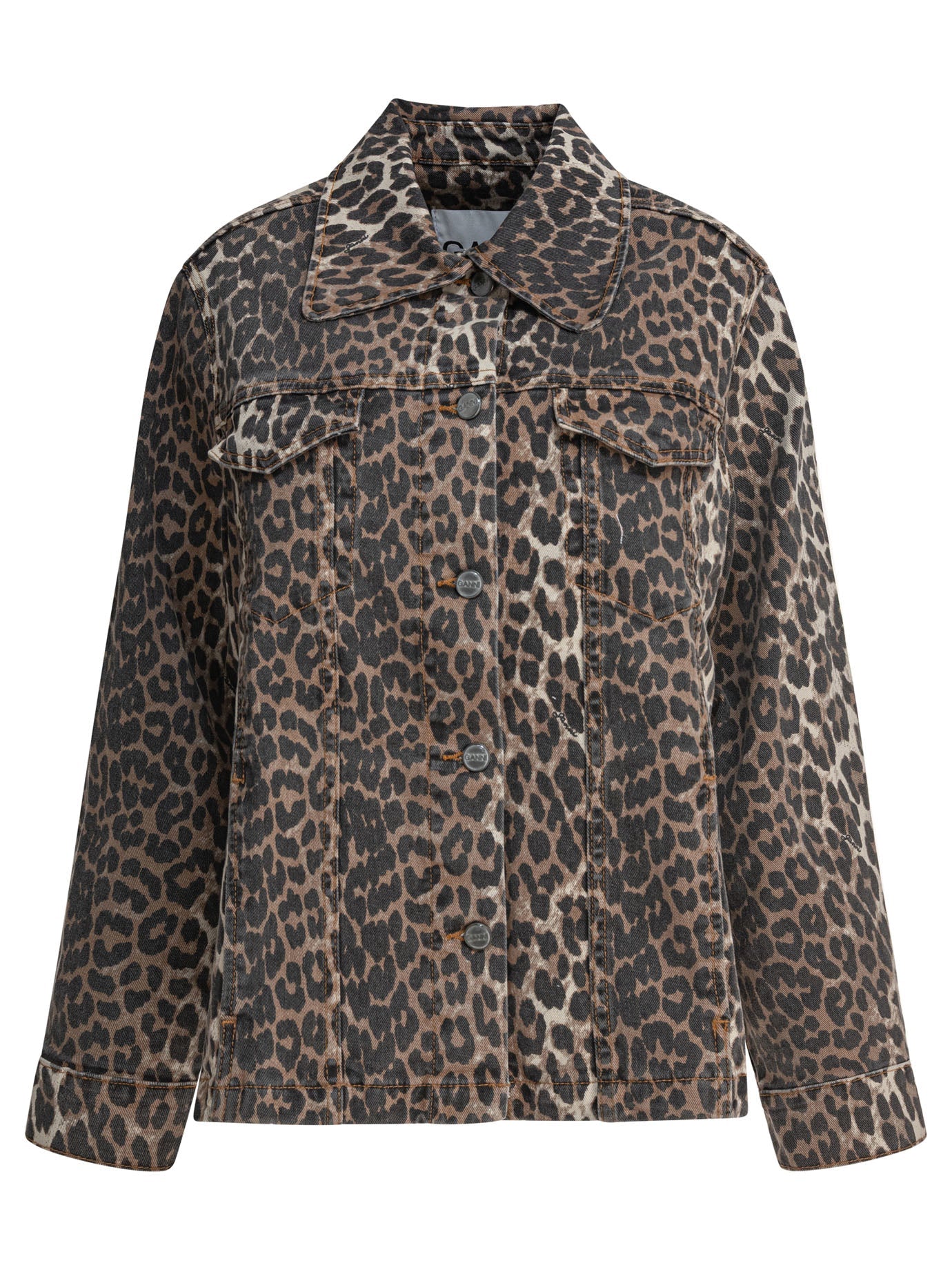 Ganni Leopard Denim Jacket