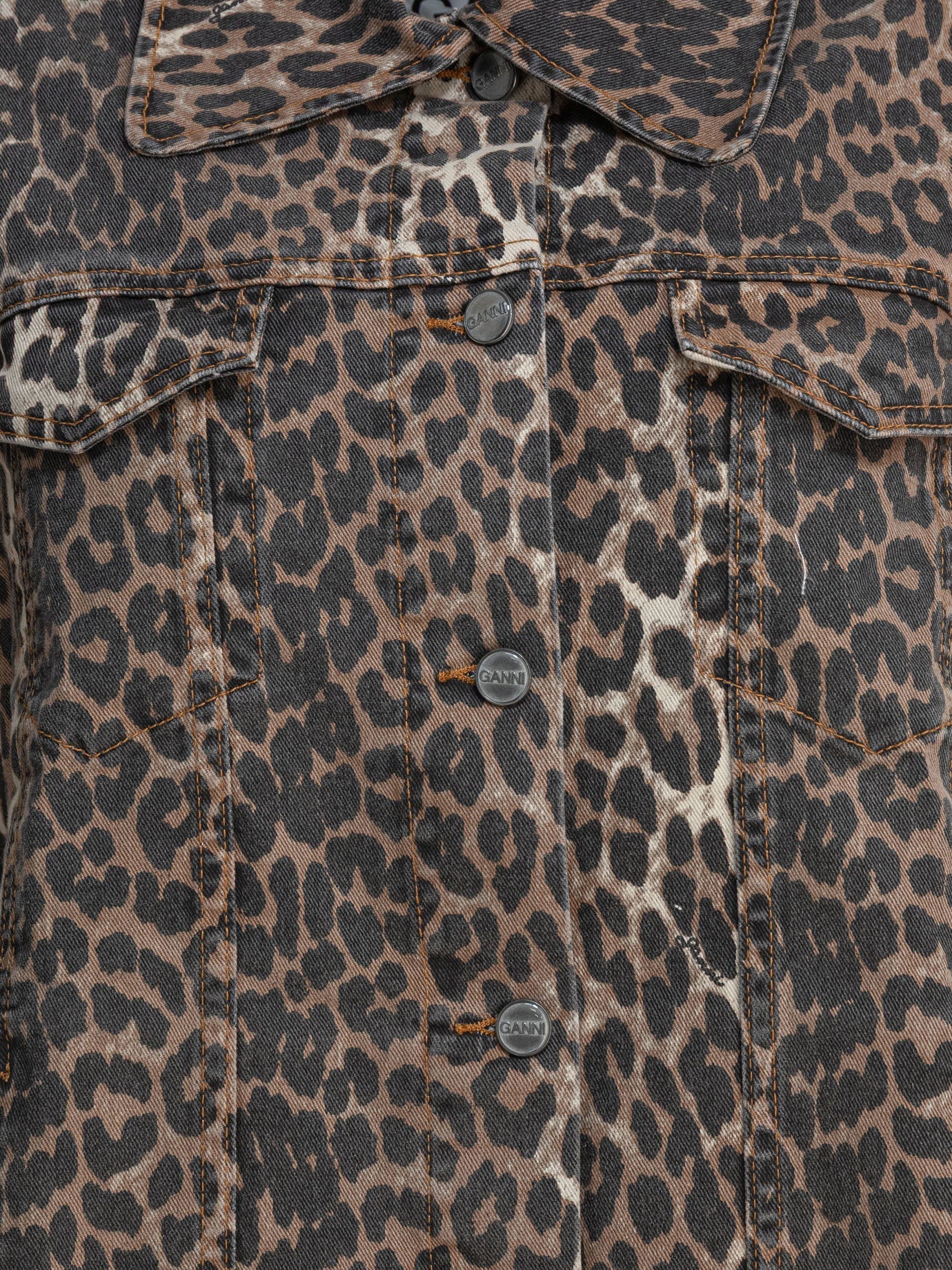 Ganni Leopard Denim Jacket