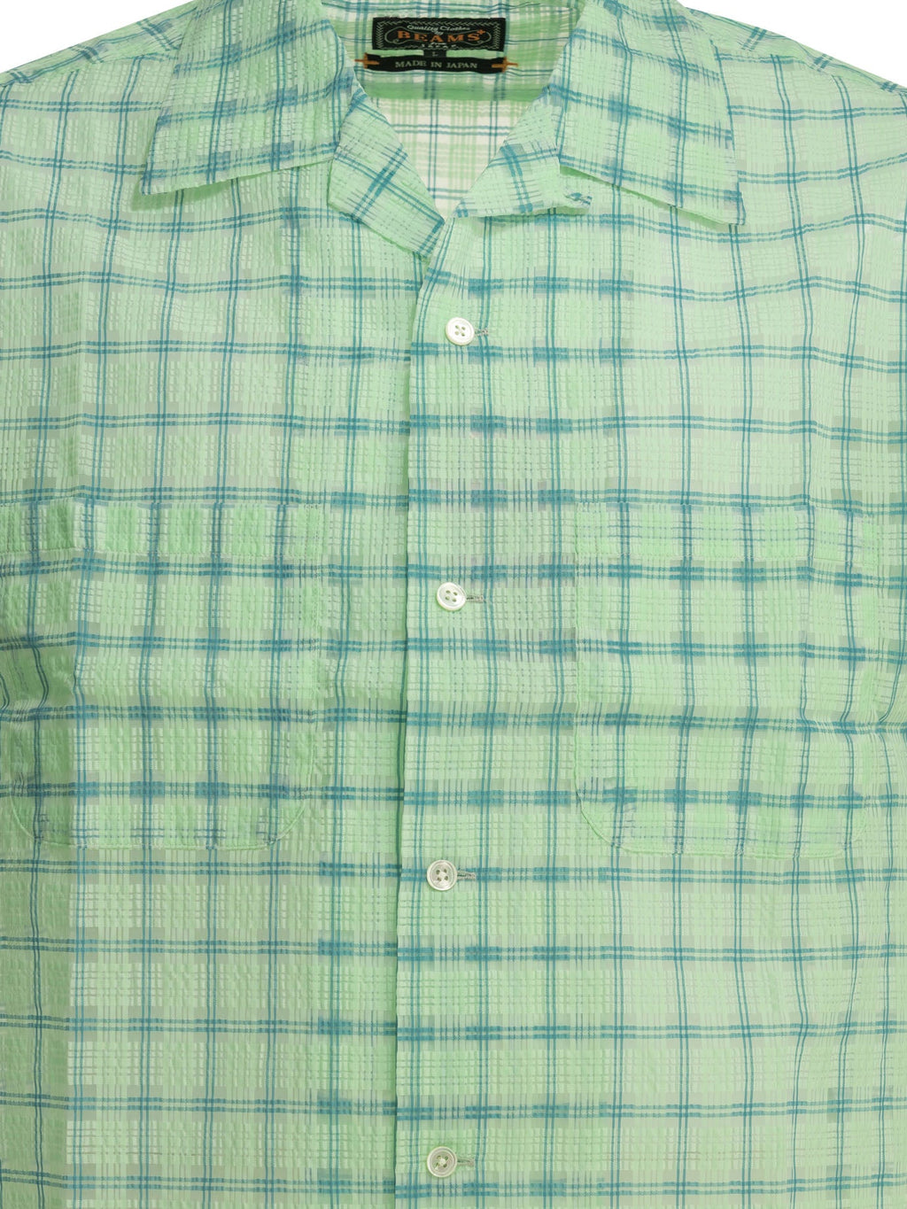 Beams Plus "Open Collar Nylon Airy Plaid" Casual Shirt