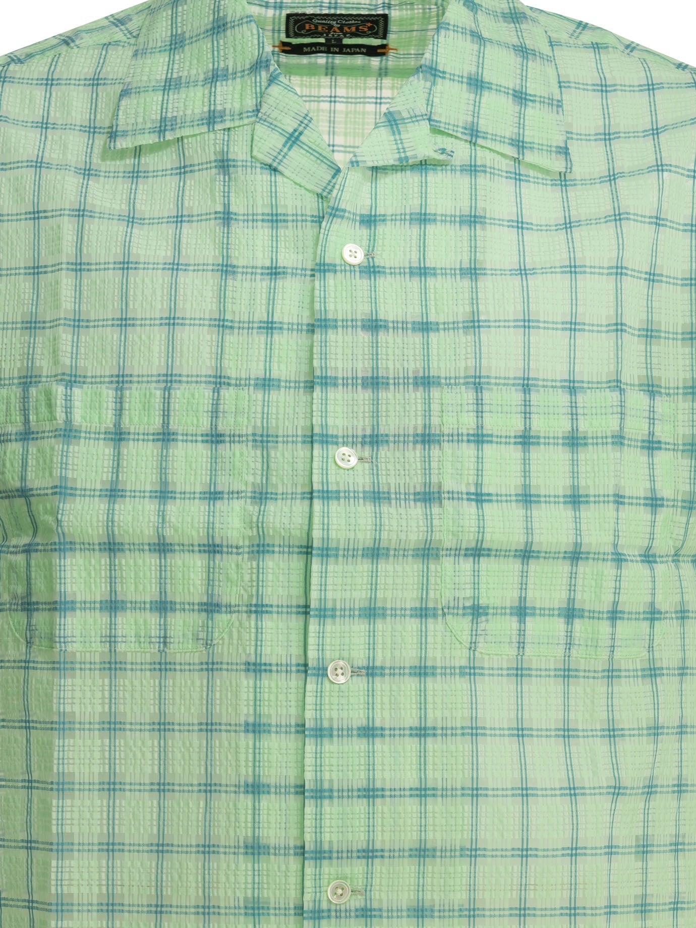 Beams Plus "Open Collar Nylon Airy Plaid" Casual Shirt