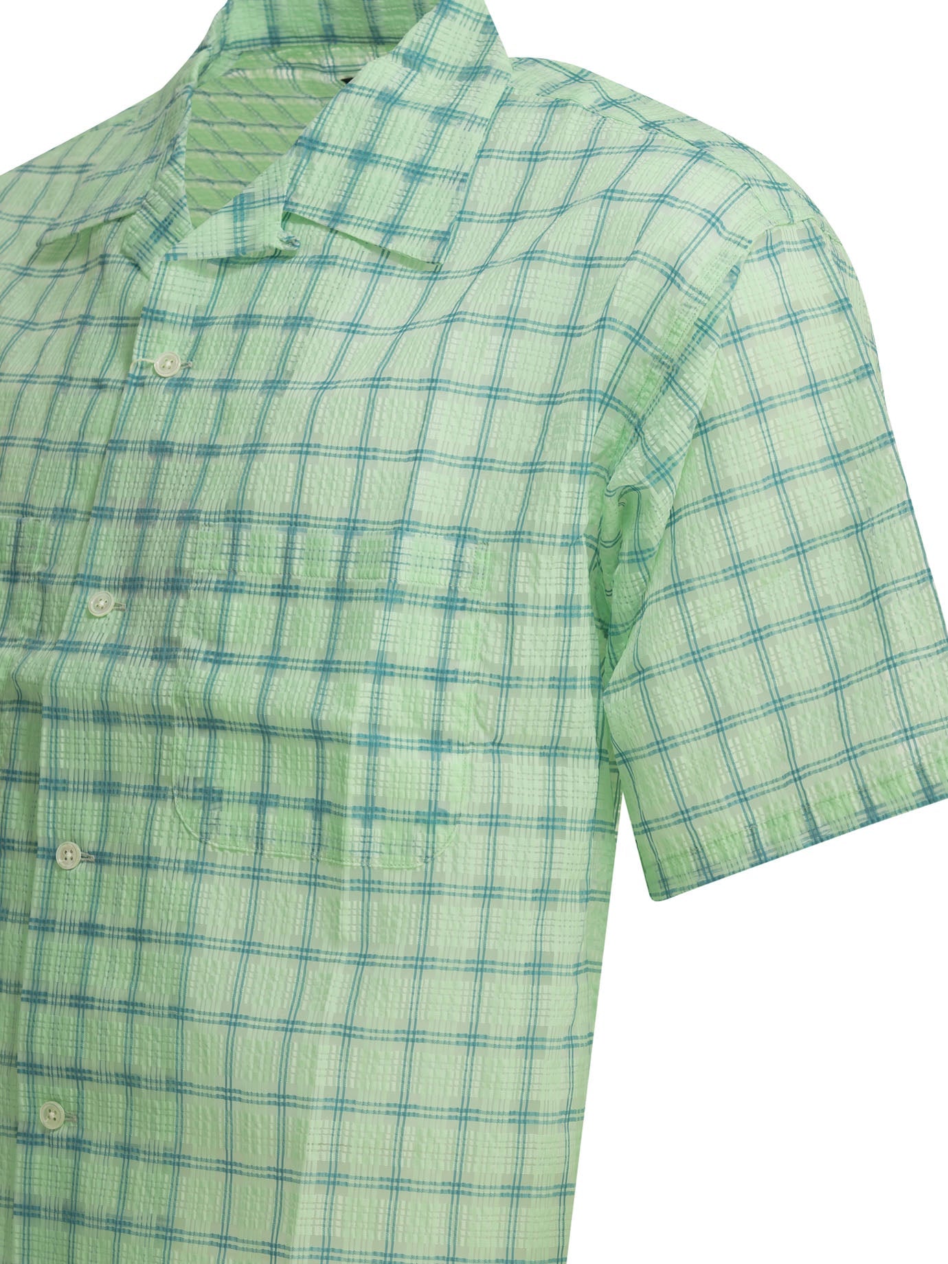 Beams Plus "Open Collar Nylon Airy Plaid" Casual Shirt