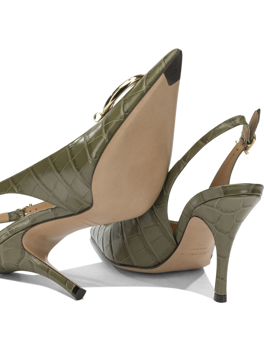 Ferragamo "Sara Croc 65 Mm" Slingback