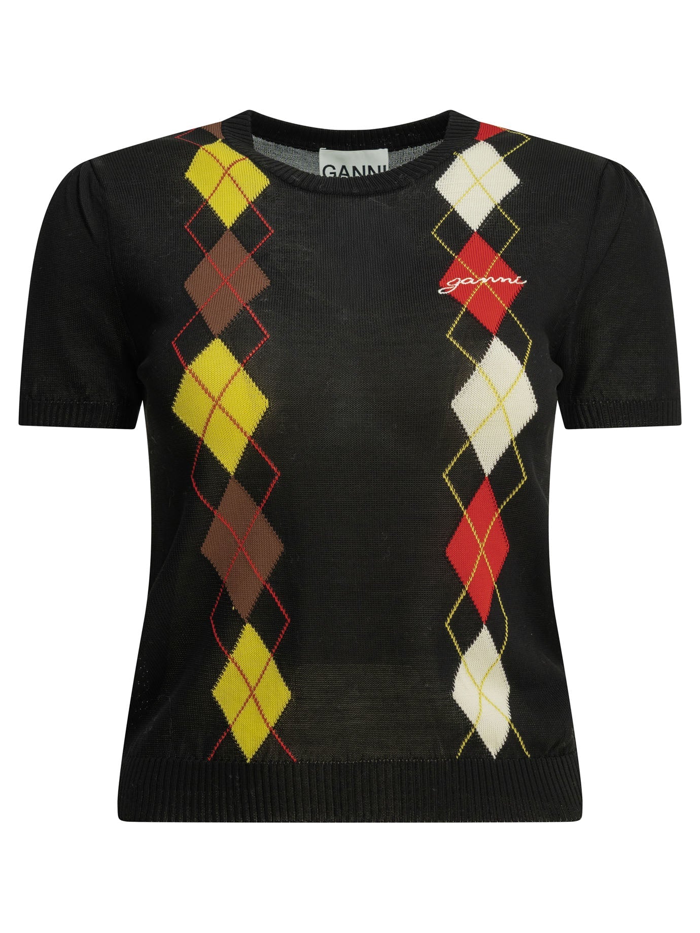 Ganni "Argyle" Crewneck Sweater