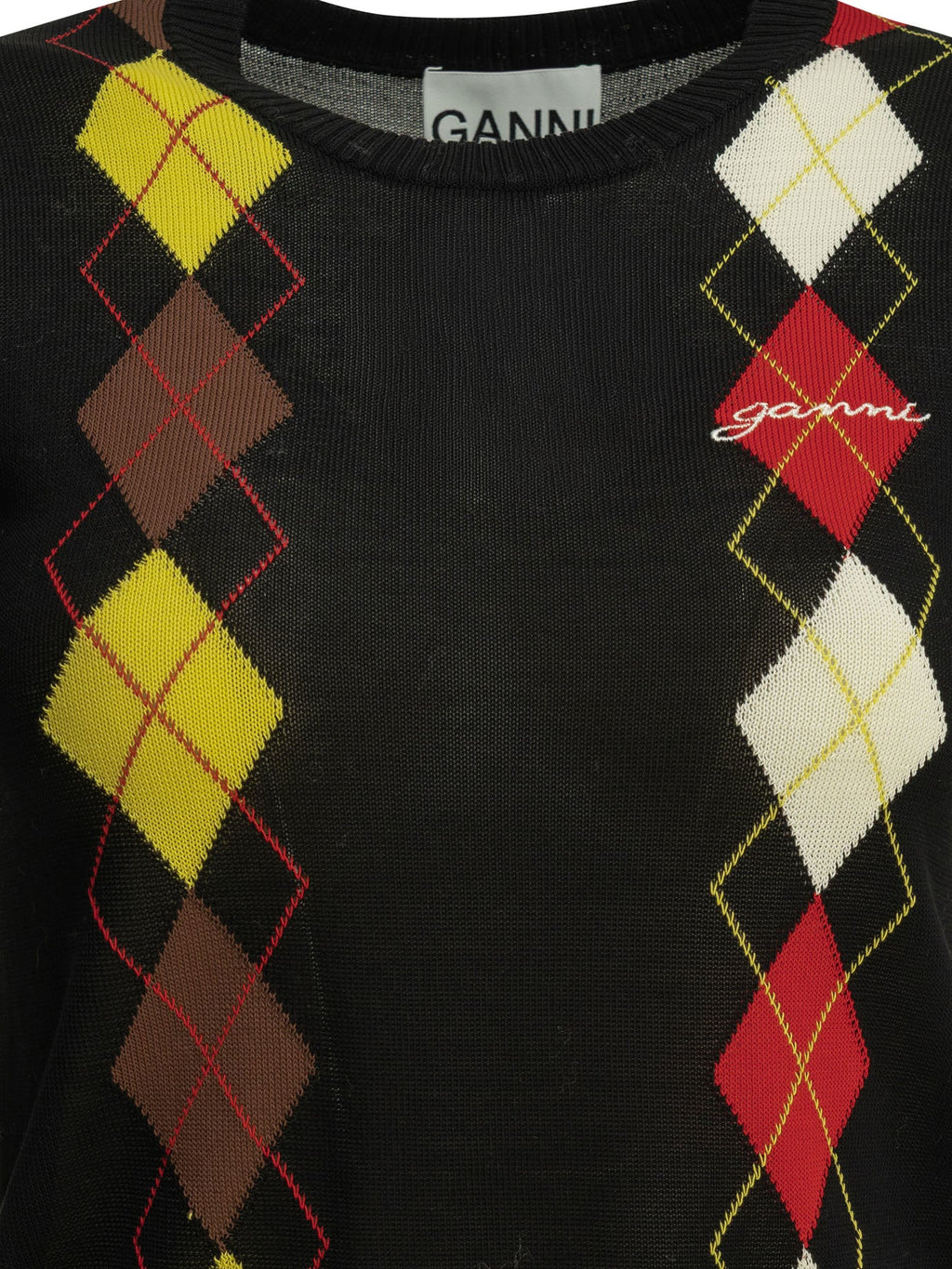 Ganni "Argyle" Crewneck Sweater