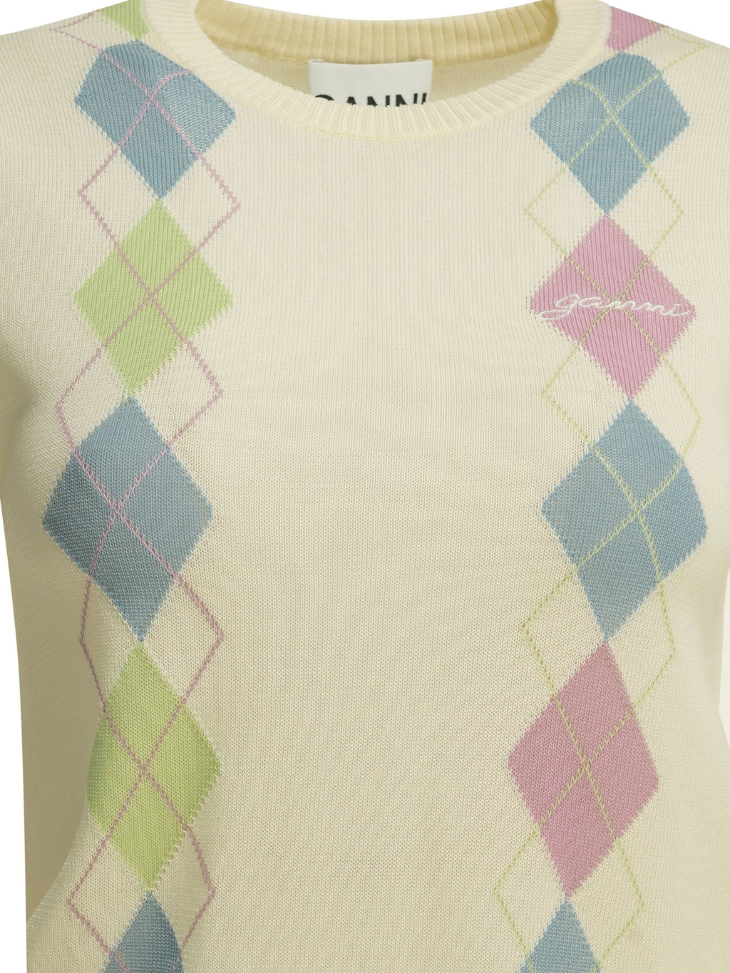 Ganni "Argyle" Crewneck Sweater