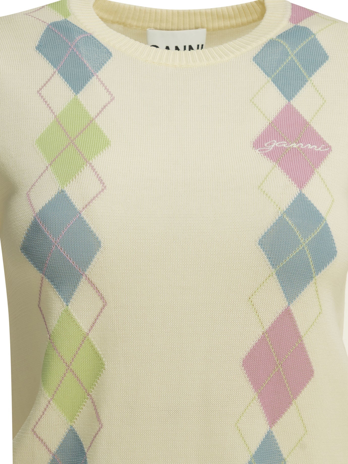 Ganni "Argyle" Crewneck Sweater