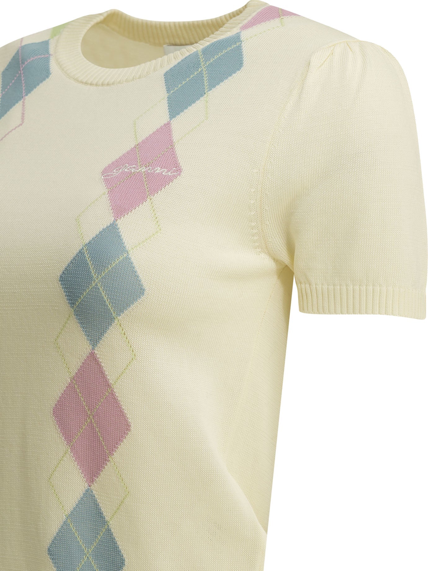 Ganni "Argyle" Crewneck Sweater