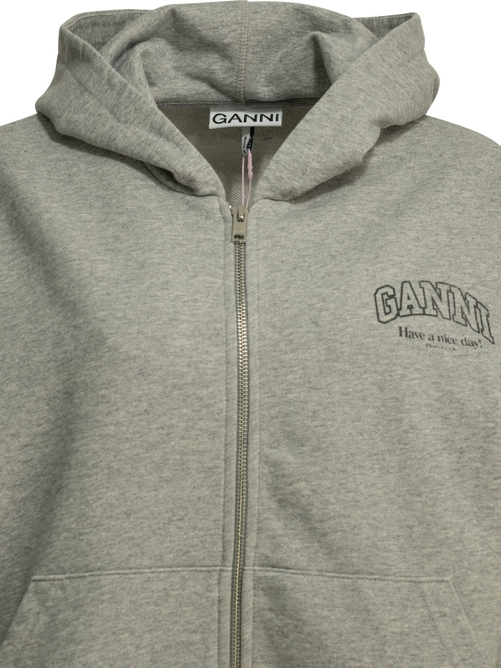 Ganni Sweatshirt With Zipper And Logo