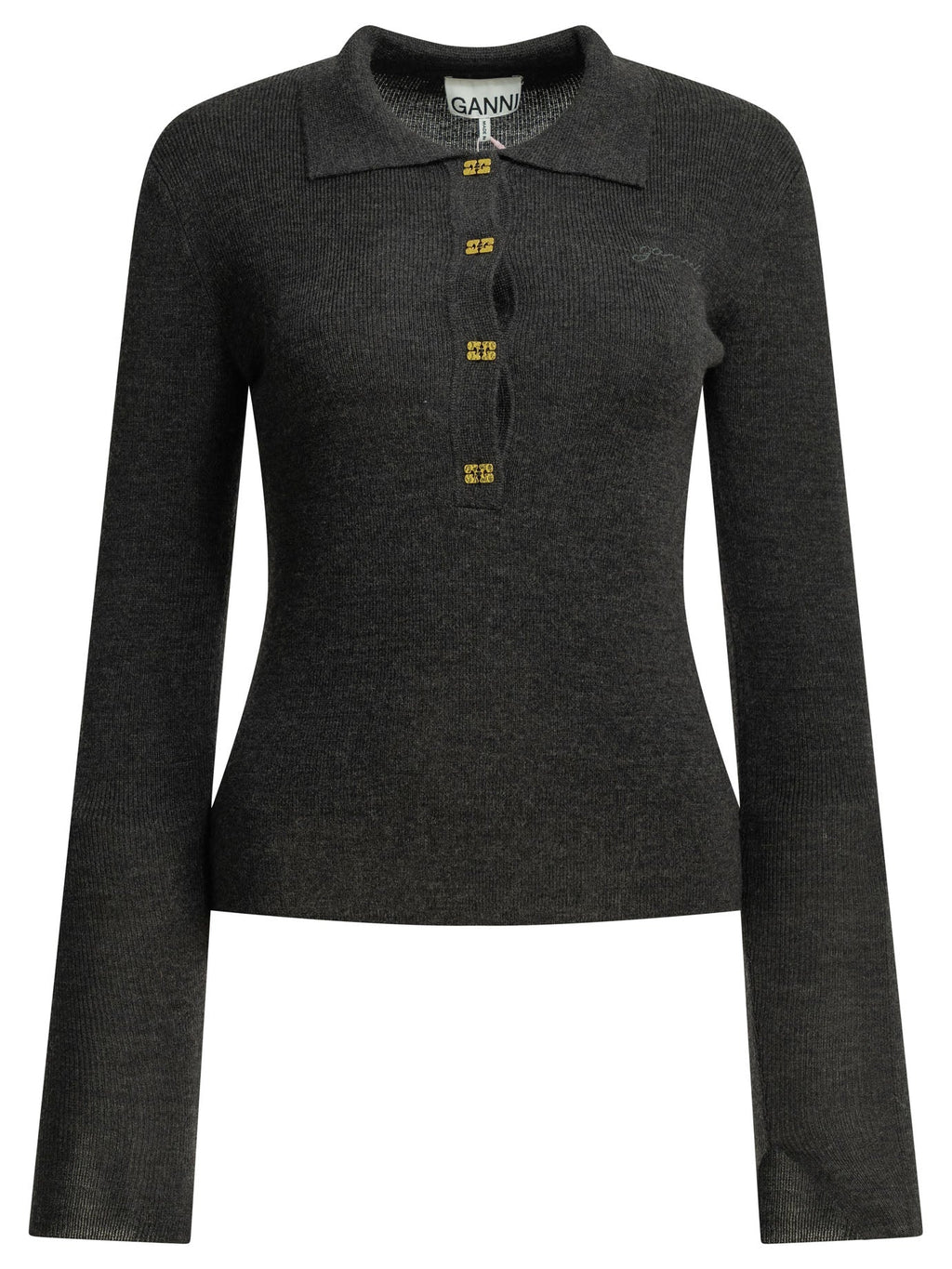 Ganni Logo Polo Sweater