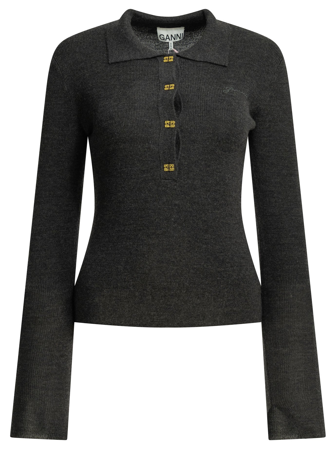 Ganni Logo Polo Sweater