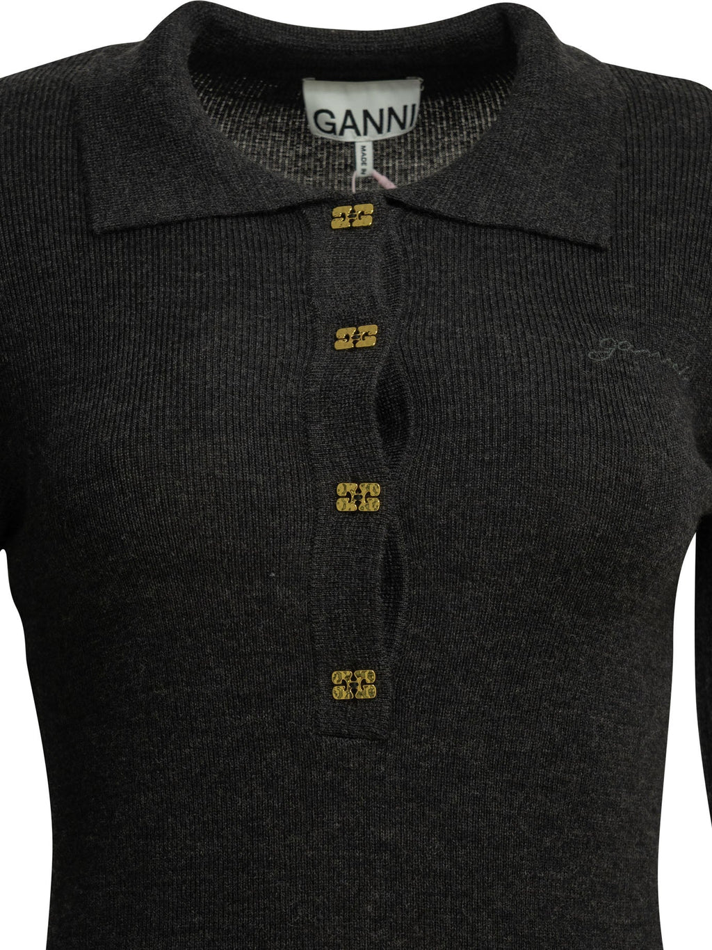 Ganni Logo Polo Sweater
