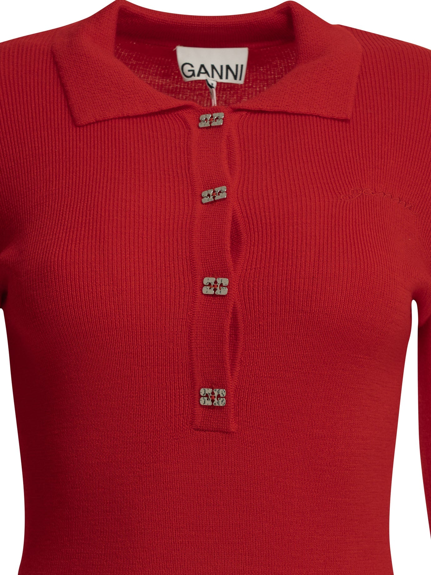 Ganni Merino Wool Polo Sweater