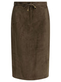Max Mara S Suede Leather Midi Skirt