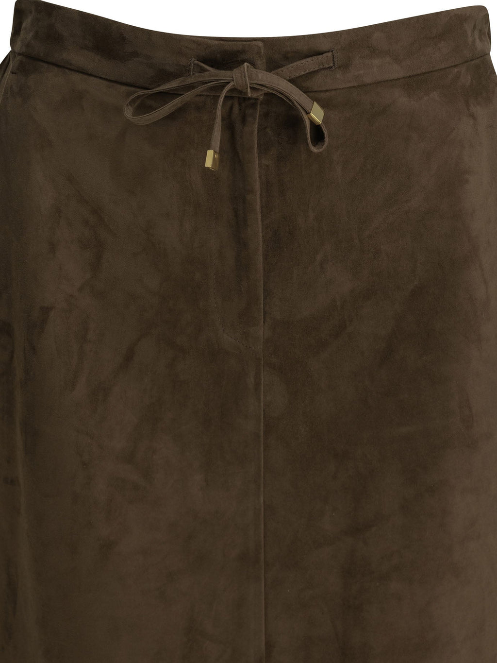 Max Mara S Suede Leather Midi Skirt