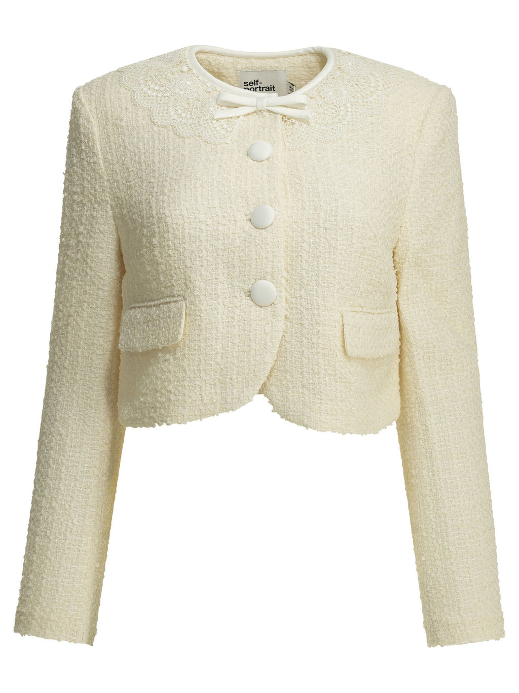 Self Portrait Bouclé Blazer With Lace Details