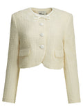 Self Portrait Bouclé Blazer With Lace Details