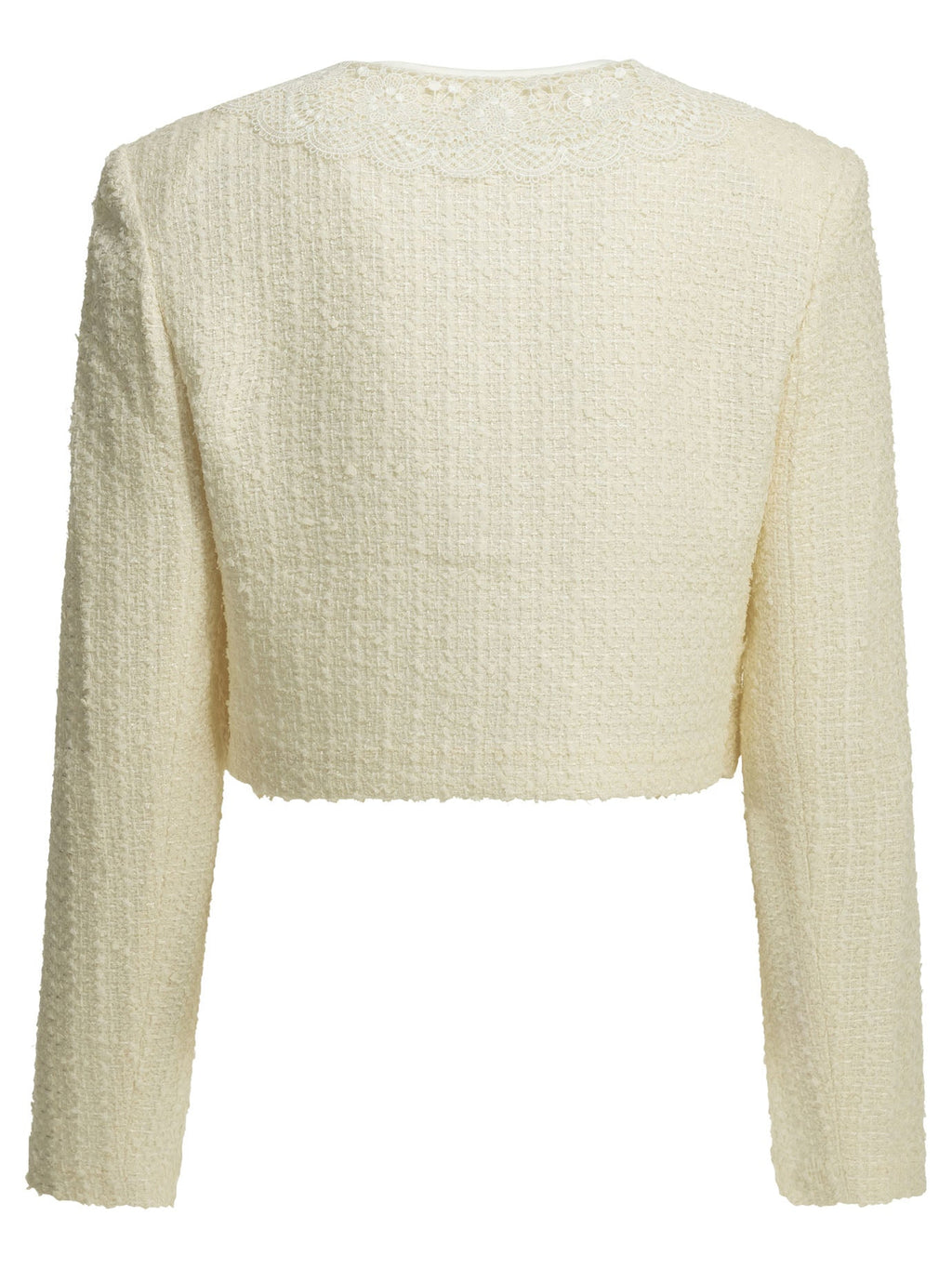 Self Portrait Bouclé Blazer With Lace Details