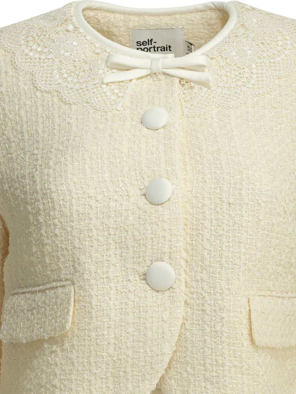 Self Portrait Bouclé Blazer With Lace Details