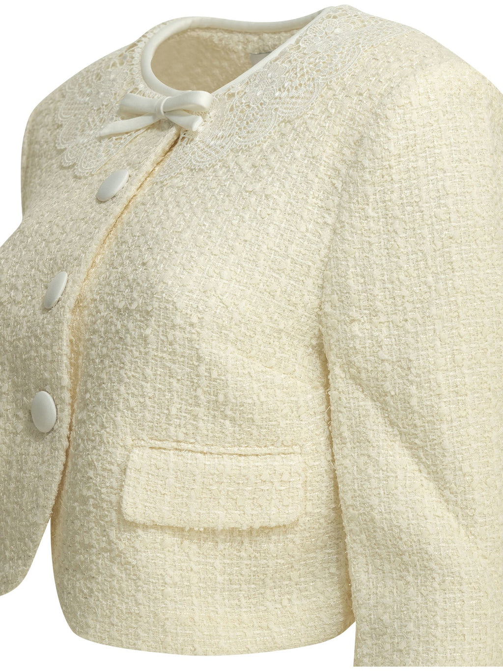 Self Portrait Bouclé Blazer With Lace Details