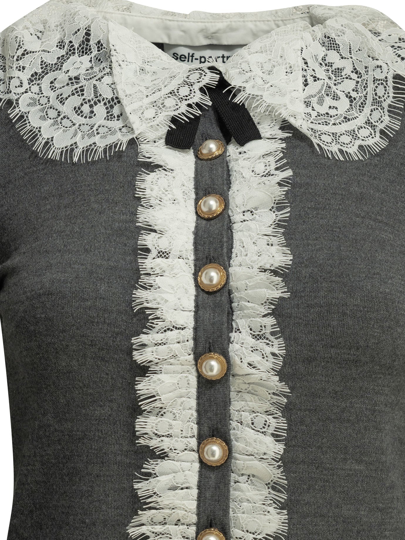Self Portrait Sweater With Lace Collar