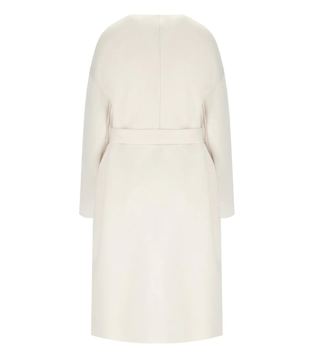 Mm Max Mara Stilla White Belted Coat