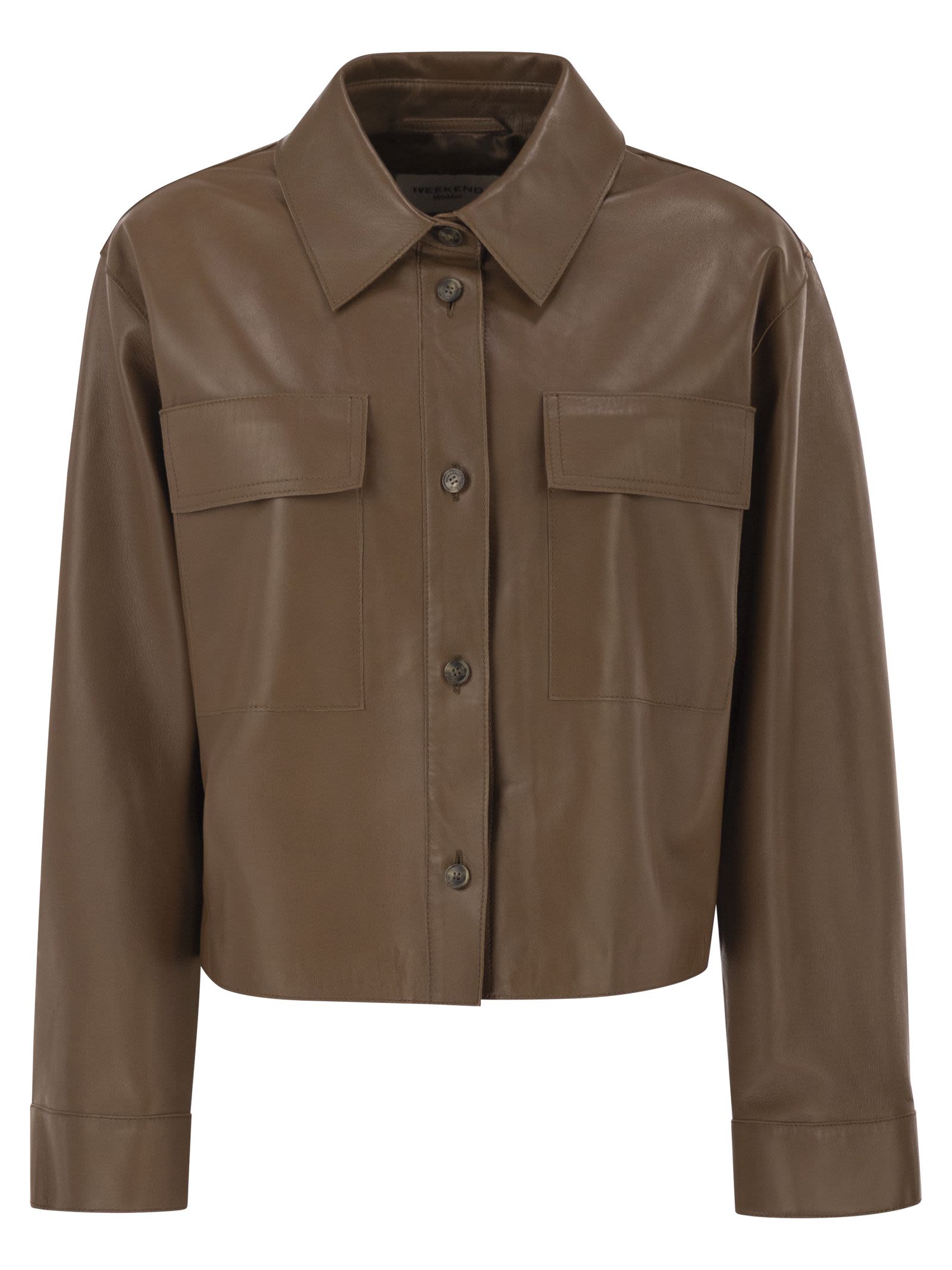 Weekend Maxmara Wkdpiovra Cropped Lamb Leather Jacket