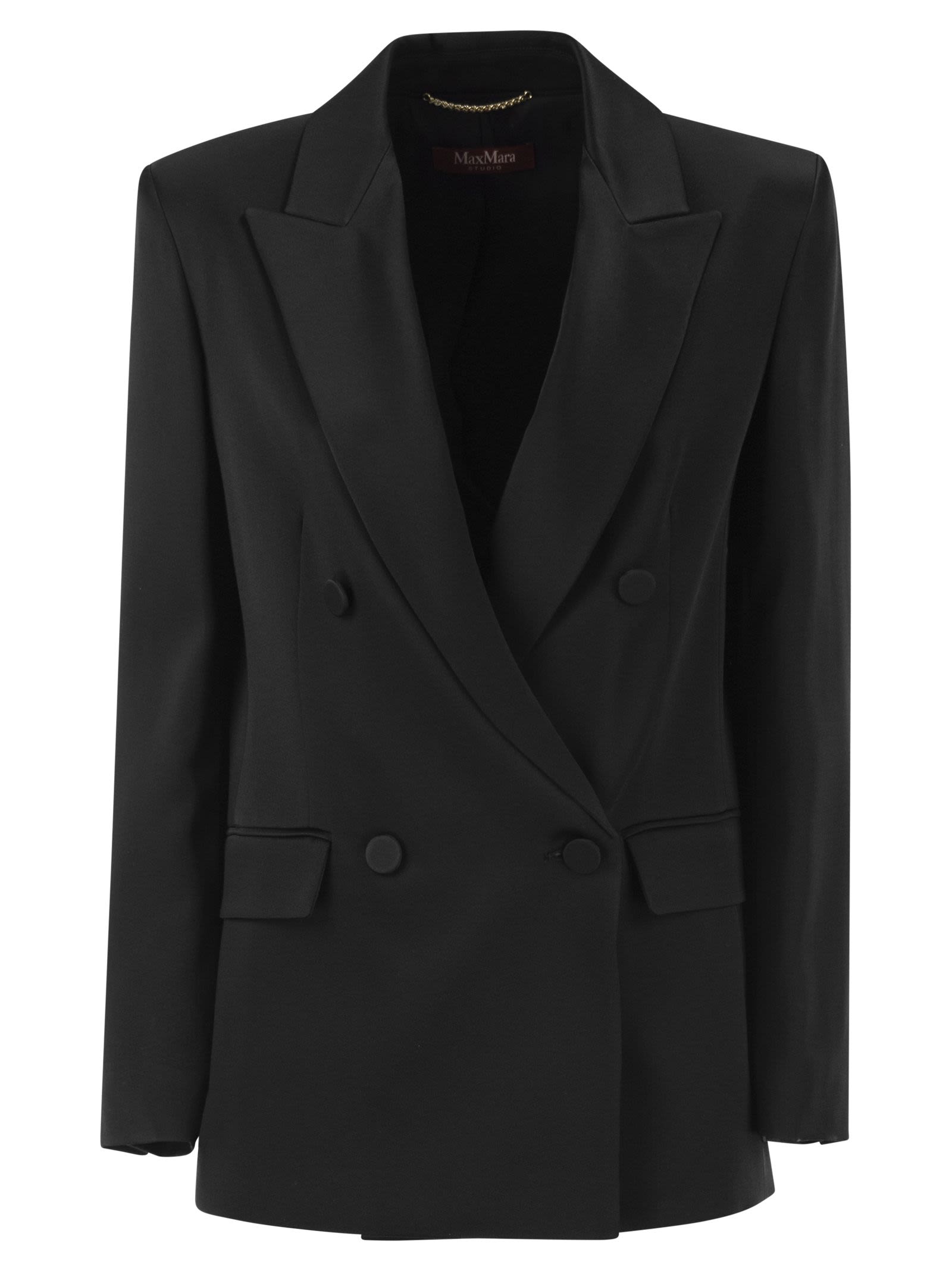 Maxmara Studio Msearca – Double Breasted Blazer In Fluid Satin