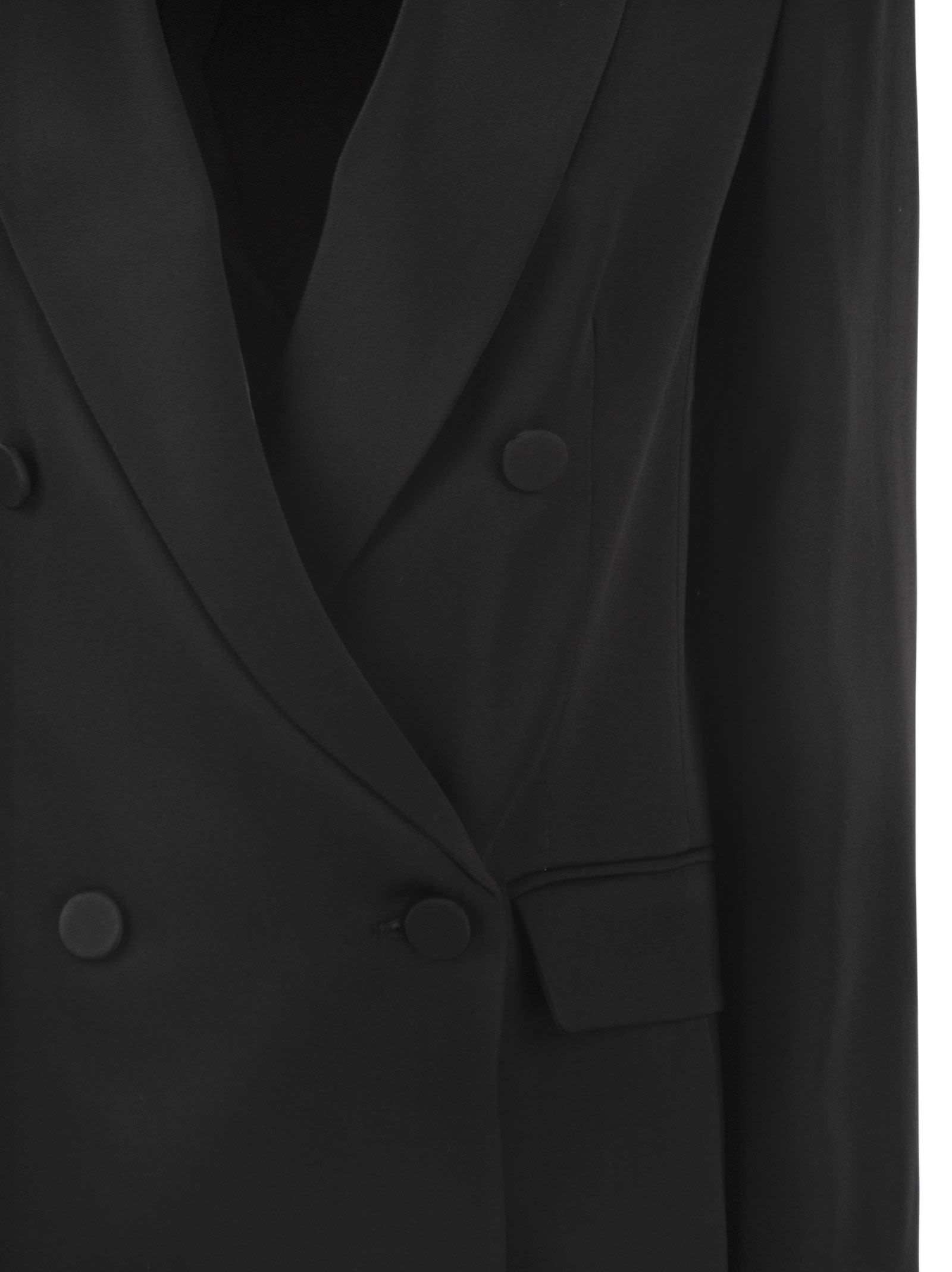 Maxmara Studio Msearca – Double Breasted Blazer In Fluid Satin