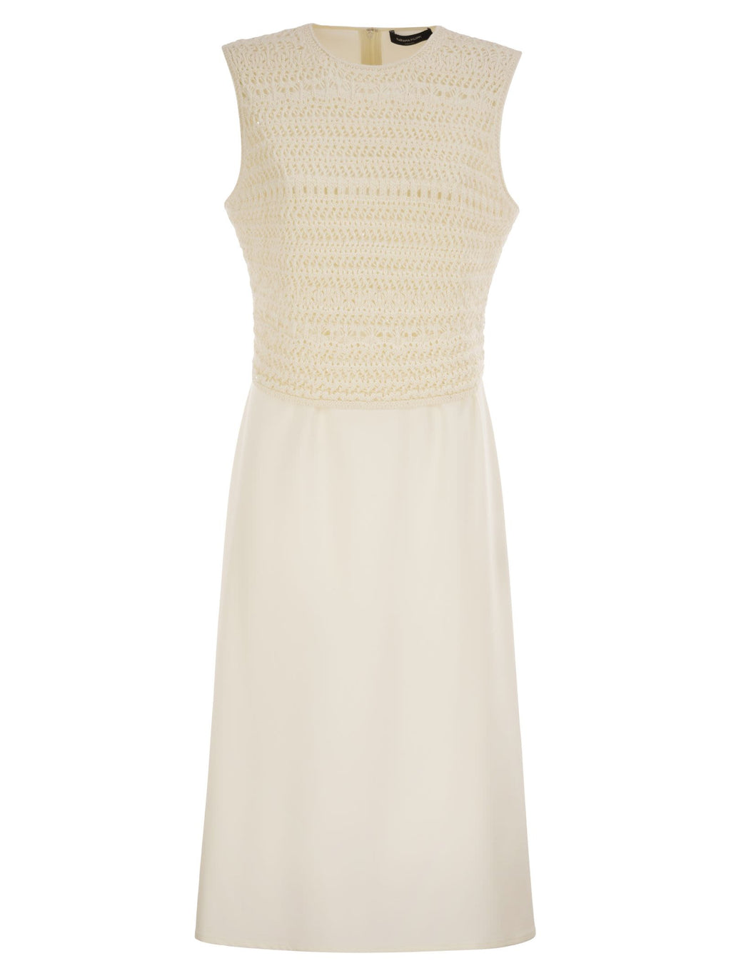 Fabiana Filippi Midi Dress With Crochet Bodice And Fluid Skirt