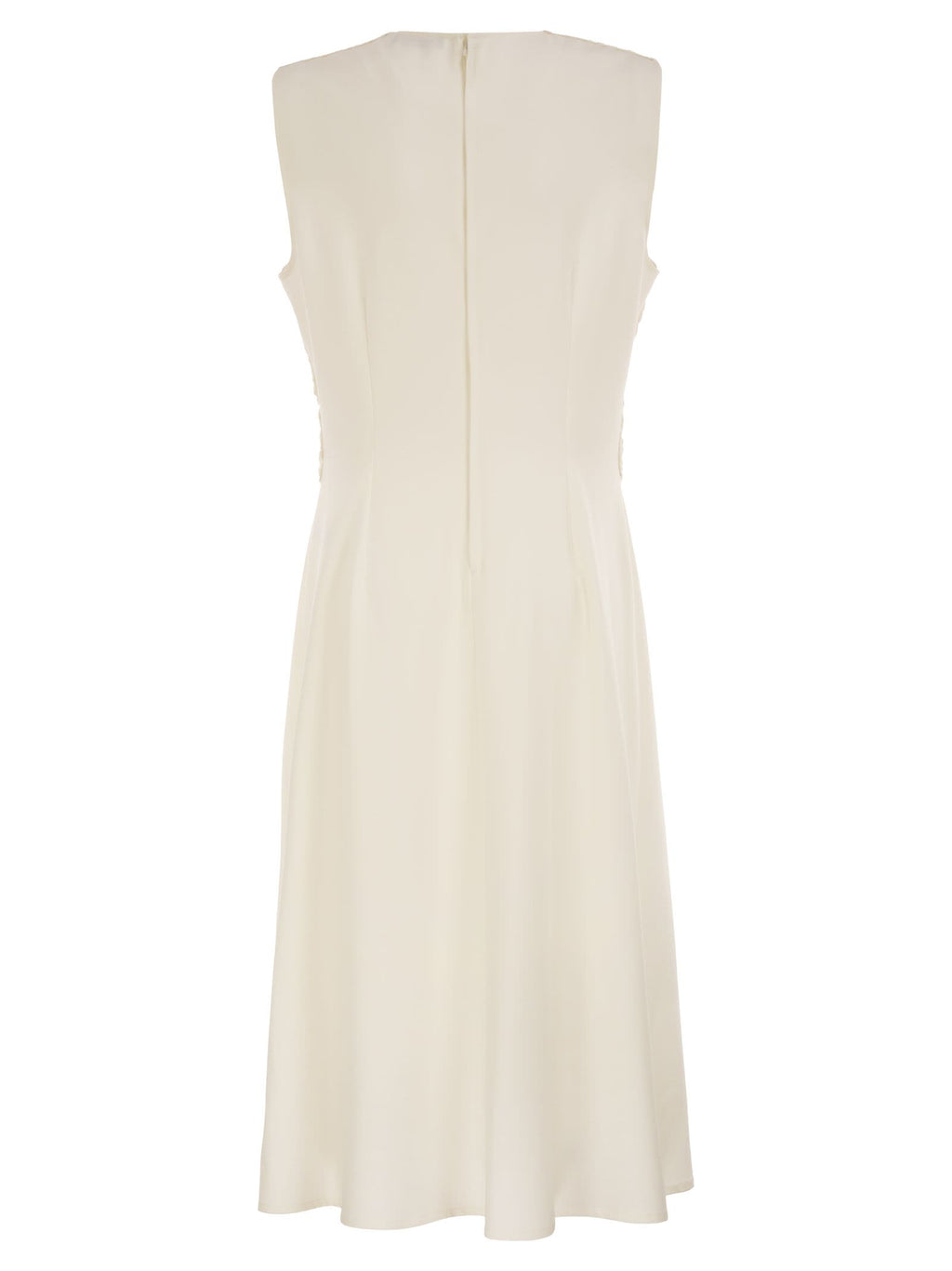Fabiana Filippi Midi Dress With Crochet Bodice And Fluid Skirt