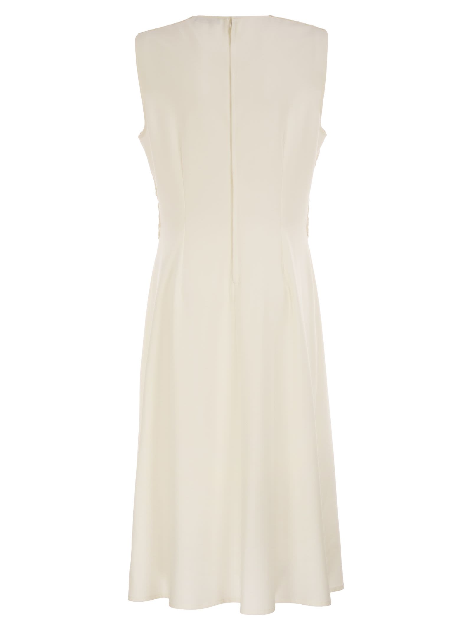 Fabiana Filippi Midi Dress With Crochet Bodice And Fluid Skirt